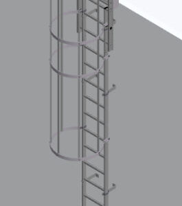 Hymer Fixed Vertical Aluminium Ladders with Safety Cage