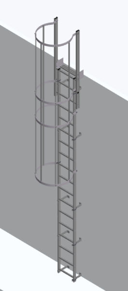 Hymer 5.60m Fixed Vertical Aluminium Ladder with Safety Cage