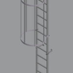 Hymer 9.24m Fixed Vertical Aluminium Ladder – Roof Hatch Access with Hoop